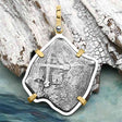 1715 Fleet Shipwreck Pirate Era Spanish 4 Reale Piece of 8 14K Gold and Sterling Silver Pendant