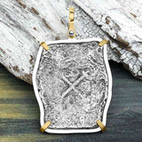 1715 Fleet Shipwreck Pirate Era Spanish 8 Reale Piece of 8 14K Gold and Sterling Silver Pendant