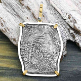 1715 Fleet Shipwreck Pirate Era Spanish 8 Reale Piece of 8 14K Gold and Sterling Silver Pendant