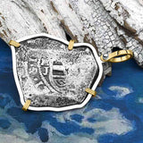 1715 Fleet Shipwreck Pirate Era Spanish 8 Reale Piece of 8 14K Gold and Sterling Silver Pendant