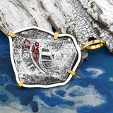 1715 Fleet Shipwreck Pirate Era Spanish 8 Reale Piece of 8 14K Gold and Sterling Silver Pendant