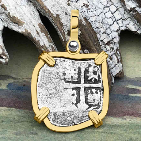 1715 Fleet Shipwreck Pirate Era Spanish 1 Reale "Piece of 8" 14K Gold Pendant