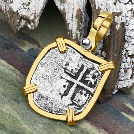 1715 Fleet Shipwreck Pirate Era Spanish 1 Reale "Piece of 8" 14K Gold Pendant
