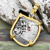 1715 Fleet Shipwreck Pirate Era Spanish 1 Reale "Piece of 8" 14K Gold Pendant