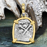 1715 Fleet Shipwreck Pirate Era Spanish 1 Reale "Piece of 8" 14K Gold Pendant