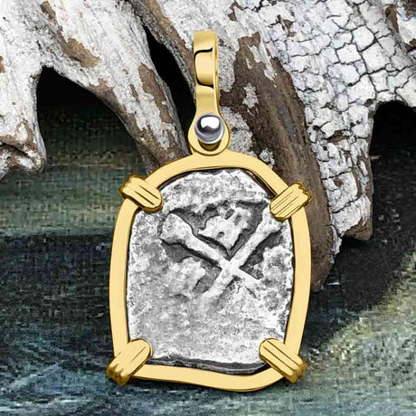 1715 Fleet Shipwreck Pirate Era Spanish 1 Reale "Piece of 8" 14K Gold Pendant