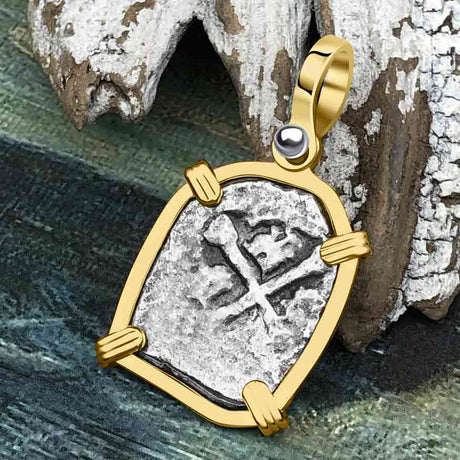 1715 Fleet Shipwreck Pirate Era Spanish 1 Reale "Piece of 8" 14K Gold Pendant
