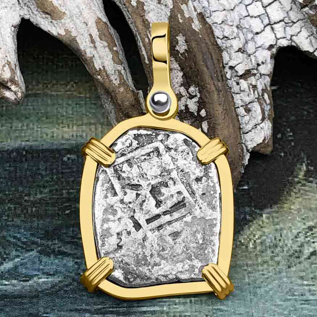 1715 Fleet Shipwreck Pirate Era Spanish 1 Reale "Piece of 8" 14K Gold Pendant