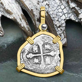 1715 Fleet Shipwreck Pirate Era Spanish 1 Reale "Piece of 8" 14K Gold Pendant