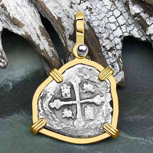 1715 Fleet Shipwreck Pirate Era Spanish 1 Reale "Piece of 8" 14K Gold Pendant