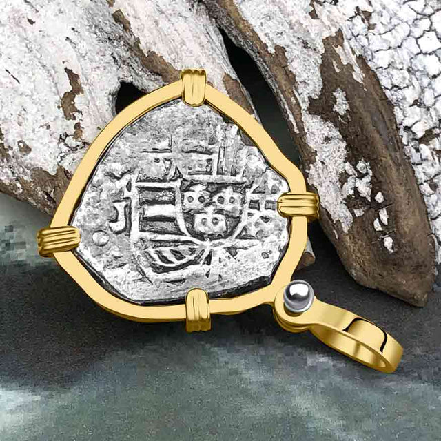 1715 Fleet Shipwreck Pirate Era Spanish 1 Reale "Piece of 8" 14K Gold Pendant
