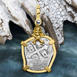 1715 Fleet Shipwreck Skull & Cross bones Spanish 1 Reale "Piece of 8" 14K Gold Pendant