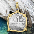1715 Fleet Shipwreck Pirate Era Spanish 2 Reale "Piece of 8" 14K Gold Pendant