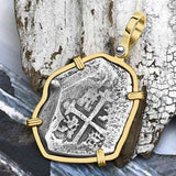 1715 Fleet Shipwreck Golden Age of Piracy Spanish 4 Reale Piece of 8 14K Gold Pendant