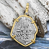 1715 Fleet Shipwreck Golden Age of Piracy Spanish 4 Reale Piece of 8 14K Gold Pendant