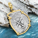 Dated 1715 Fleet Shipwreck Golden Age of Piracy Spanish 4 Reale Piece of 8 14K Gold Pendant