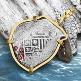 Dated 1715 Fleet Shipwreck Golden Age of Piracy Spanish 4 Reale Piece of 8 14K Gold Pendant