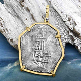 1715 Fleet Shipwreck Golden Age of Piracy Spanish 8 Reale Piece of 8 14K Gold Pendant