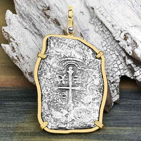 1715 Fleet Shipwreck Golden Age of Piracy Spanish 8 Reale Piece of 8 14K Gold Pendant