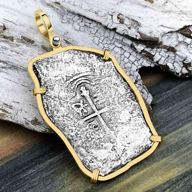1715 Fleet Shipwreck Golden Age of Piracy Spanish 8 Reale Piece of 8 14K Gold Pendant