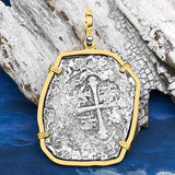 1715 Fleet Shipwreck Golden Age of Piracy Spanish 8 Reale Piece of 8 14K Gold Pendant