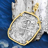 1715 Fleet Shipwreck Golden Age of Piracy Spanish 8 Reale Piece of 8 14K Gold Pendant