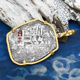 1715 Fleet Shipwreck Golden Age of Piracy Spanish 8 Reale Piece of 8 14K Gold Pendant