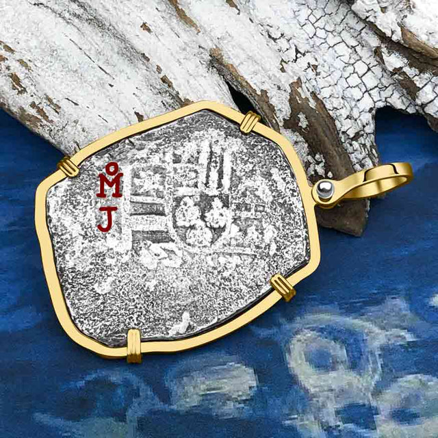 1715 Fleet Shipwreck Golden Age of Piracy Spanish 8 Reale Piece of 8 14K Gold Pendant