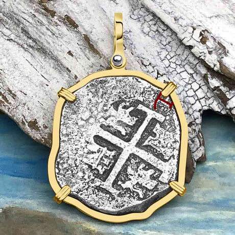 VERY RARE DATED 1715 Fleet Shipwreck Golden Age of Piracy Spanish 8 Reale Piece of 8 14K Gold Pendant