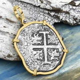 VERY RARE DATED 1715 Fleet Shipwreck Golden Age of Piracy Spanish 8 Reale Piece of 8 14K Gold Pendant