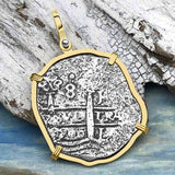 VERY RARE DATED 1715 Fleet Shipwreck Golden Age of Piracy Spanish 8 Reale Piece of 8 14K Gold Pendant