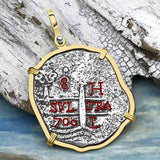 VERY RARE DATED 1715 Fleet Shipwreck Golden Age of Piracy Spanish 8 Reale Piece of 8 14K Gold Pendant