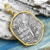 VERY RARE DATED 1715 Fleet Shipwreck Golden Age of Piracy Spanish 8 Reale Piece of 8 14K Gold Pendant