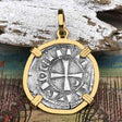 Templar Knights Era Antioch Crusader Medieval Silver Denier - Helmet Head - Coin of the Crusades 14K Gold Pendant