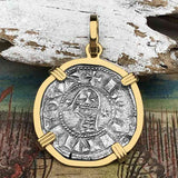Templar Knights Era Antioch Crusader Medieval Silver Denier - Helmet Head - Coin of the Crusades 14K Gold Pendant