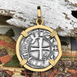 Templar Knights Era Antioch Crusader Medieval Silver Denier - Helmet Head - Coin of the Crusades 14K Gold Pendant