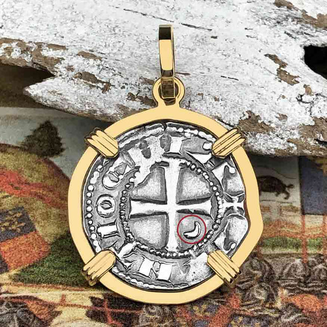 Templar Knights Era Antioch Crusader Medieval Silver Denier - Helmet Head - Coin of the Crusades 14K Gold Pendant