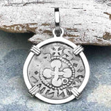 Templar Knights Era French Healing Angel Silver Denier Sterling Silver Pendant