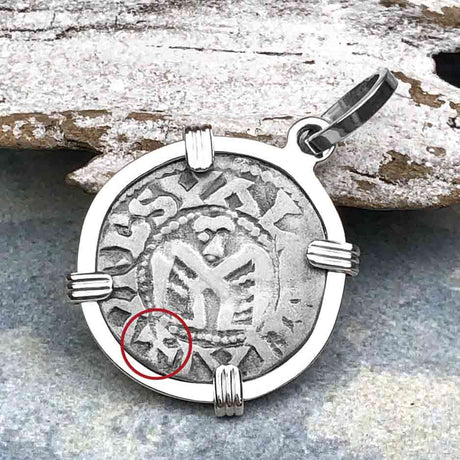 Templar Knights Era French Healing Angel Silver Denier Sterling Silver Pendant