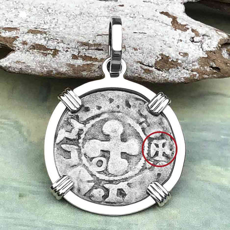 Templar Knights Era French Healing Angel Silver Denier Sterling Silver Pendant
