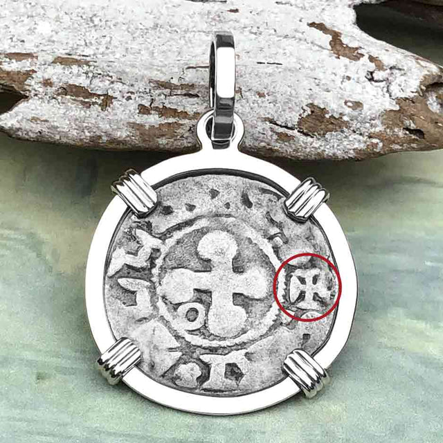 Templar Knights Era French Healing Angel Silver Denier Sterling Silver Pendant