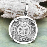 Templar Knights Era French Healing Angel Silver Denier Sterling Silver Pendant