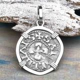 Templar Knights Era French Healing Angel Silver Denier Sterling Silver Pendant
