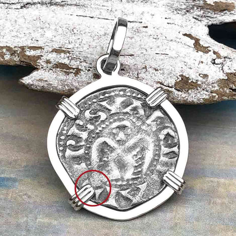 Templar Knights Era French Healing Angel Silver Denier Sterling Silver Pendant