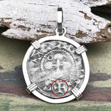 Templar Knights Era French Healing Angel Silver Denier Sterling Silver Pendant