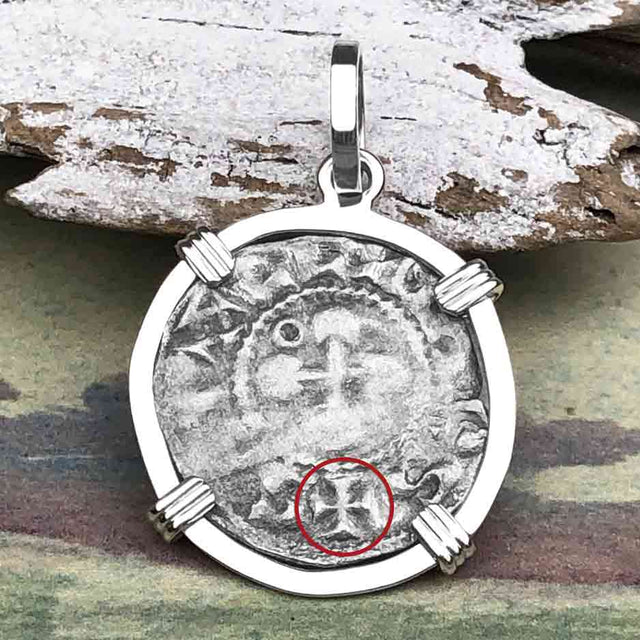 Templar Knights Era French Healing Angel Silver Denier Sterling Silver Pendant