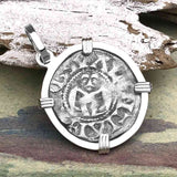 Templar Knights Era French Healing Angel Silver Denier Sterling Silver Pendant