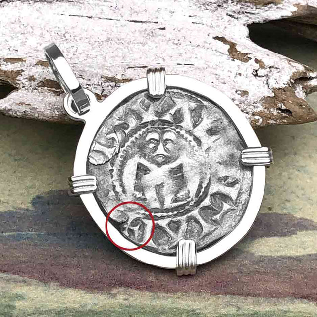 Templar Knights Era French Healing Angel Silver Denier Sterling Silver Pendant