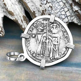 Venetian Jesus Christ Glory, Devotion and Courage Silver 1390 Grosso Coin Sterling Silver Pendant