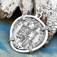 Venetian Jesus Christ Glory, Devotion and Courage Silver 1390 Grosso Coin Sterling Silver Pendant